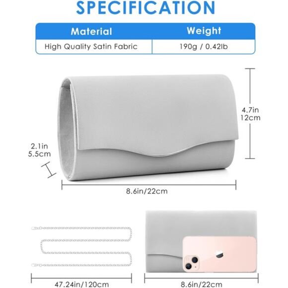 Clutch Formal Evening Bags Silver - Picture 2 of 7